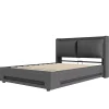 Blackcolors Lit baldaquin velours 160x200 cm, tête de lit élégante, ports USB-C, LED ambiance, rangement - moderne