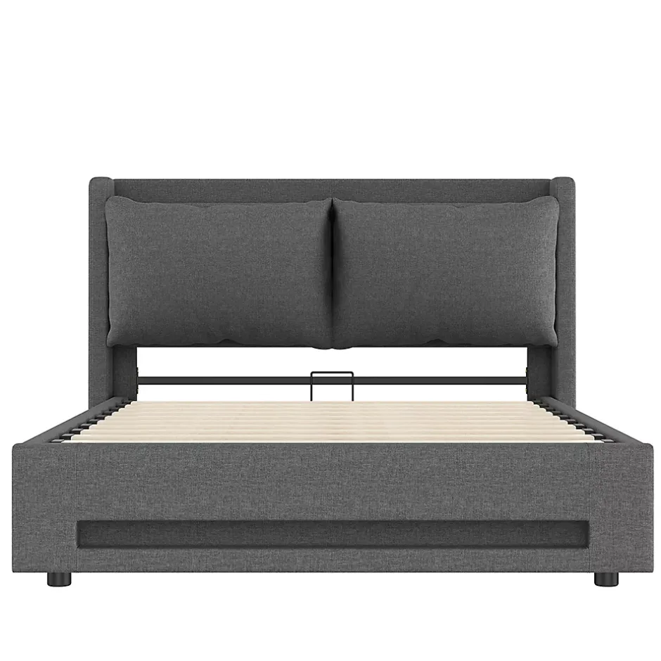 Blackcolors Lit baldaquin velours 140x190 cm, tête de lit élégante, ports USB-C, LED ambiance, rangement - moderne Online