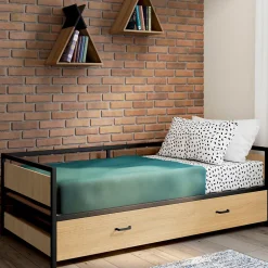 IDMarket Lit banquette 90 x 190 cm DETROIT convertible 180 x 190 cm style industriel