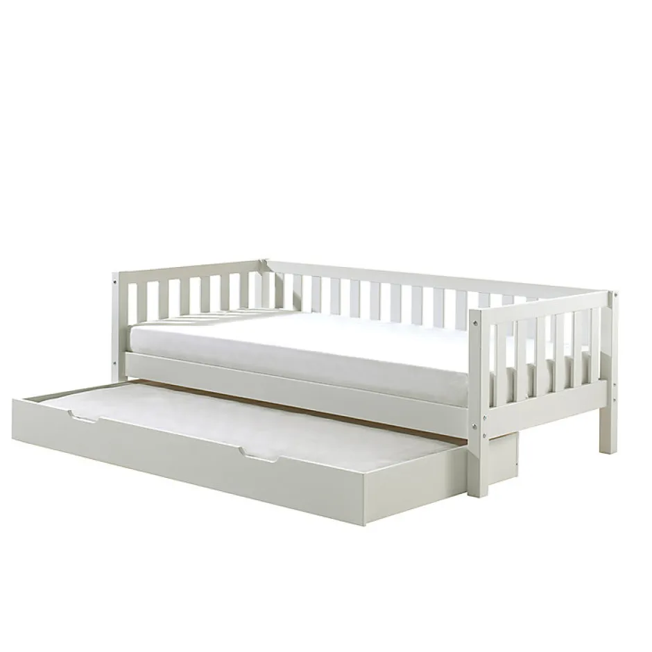 Petits-Meubles Lit banquette 90x200 sommier et tiroir de lit inclus Vipack Fritz - Blanc