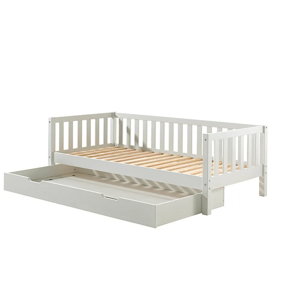 Petits-Meubles Lit banquette 90x200 sommier et tiroir de lit inclus Vipack Fritz - Blanc