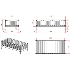 Petits-Meubles Lit banquette 90x200 sommier et tiroir de lit inclus Vipack Fritz - Blanc