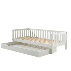 Petits-Meubles Lit banquette 90x200 sommier et tiroir de lit inclus Vipack Fritz - Blanc