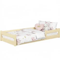 Kobi Lit bas Nordi 160x80 - Montessori bois naturel, lit enfant avec barreaux Sale