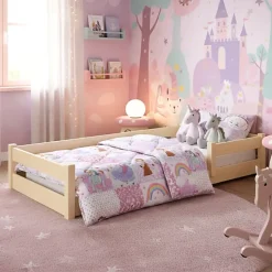 Kobi Lit bas Nordi 200x90 - Montessori bois naturel, lit enfant avec barreaux Clearance