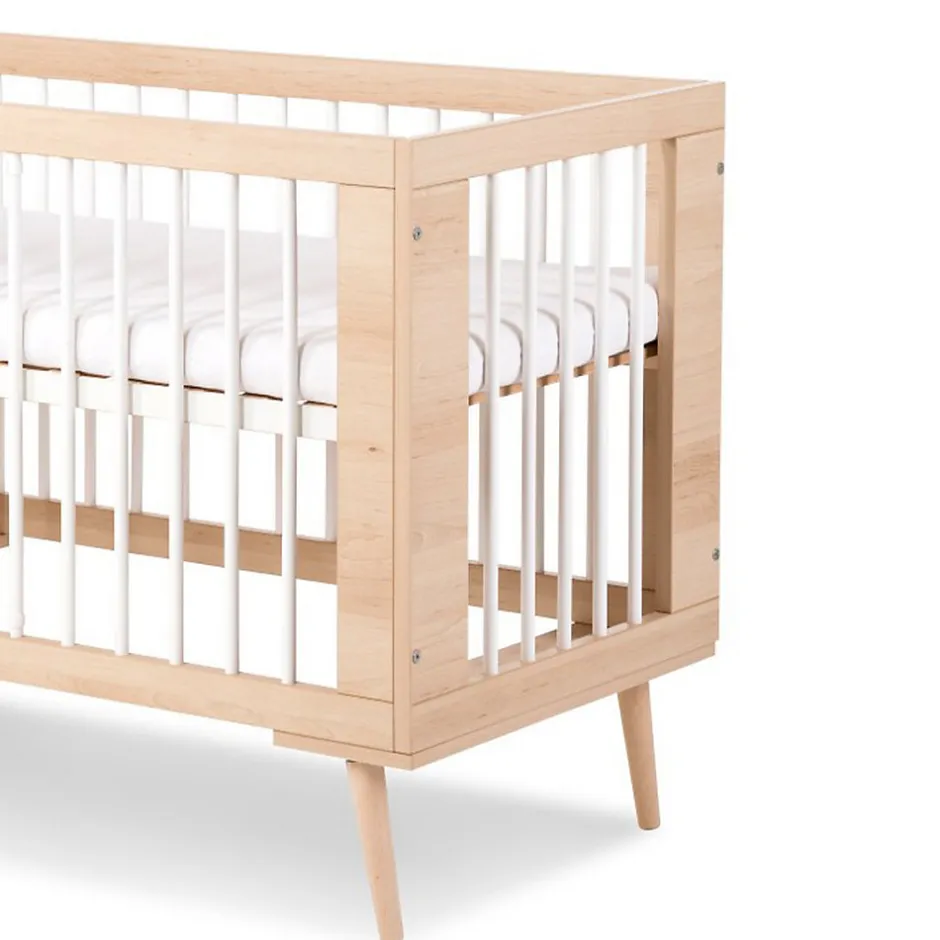 Little Sky Lit Bébé à Barreaux Avec Sommier Réglable Style Scandinave 120x60 Hêtre
