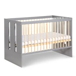 Little Sky Lit Bébé Enfant évolutif à Barreaux Avec Sommier Réglable Gris / Bois 120x60 Cm