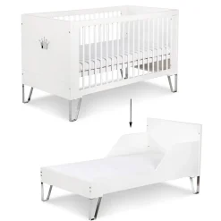 Monmobilierdesign Lit Bébé évolutif Convertible En Lit Enfant 140x70 Blanc Discount