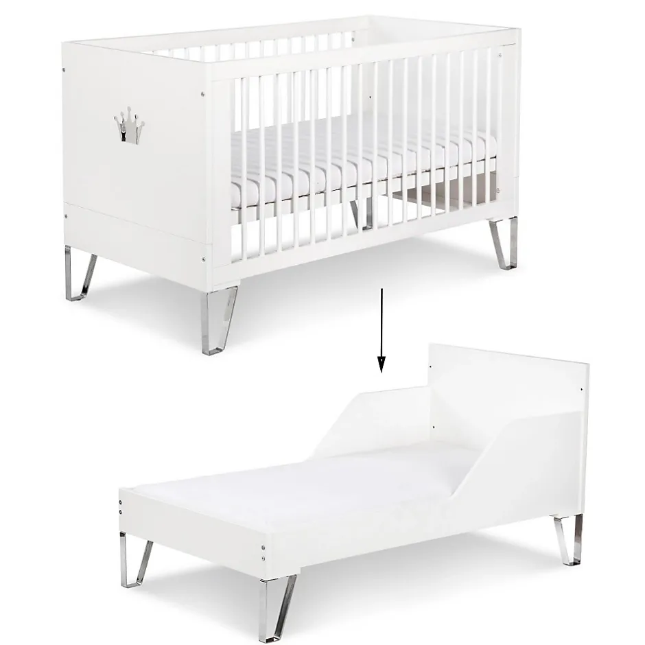 Monmobilierdesign Lit Bébé évolutif Convertible En Lit Enfant 140x70 Blanc Discount