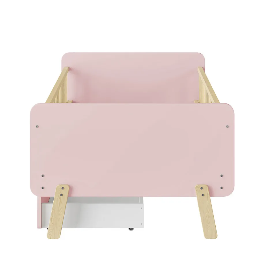 Redom Lit bois 90 par 190 cm lit simple avec 2 tiroirs cadre en bois massif sommier rose