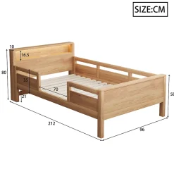 Redom Lit bois massif quatre vingt dix par deux cents avec USB Type C lampe LED tete rangement lit simple fonctionnelle bois Sale