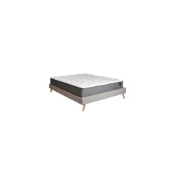 Weber Industries Lit BOREA 160x200 tissu + 1 sommier + 1 matelas CARLTON / Gris Clair Discount