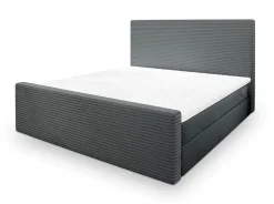 Masseno Lit Boxspring ALORIA 160X200 CM POSO 60 + PAROS 06, Gris, Lit avec matelas et rangement Discount