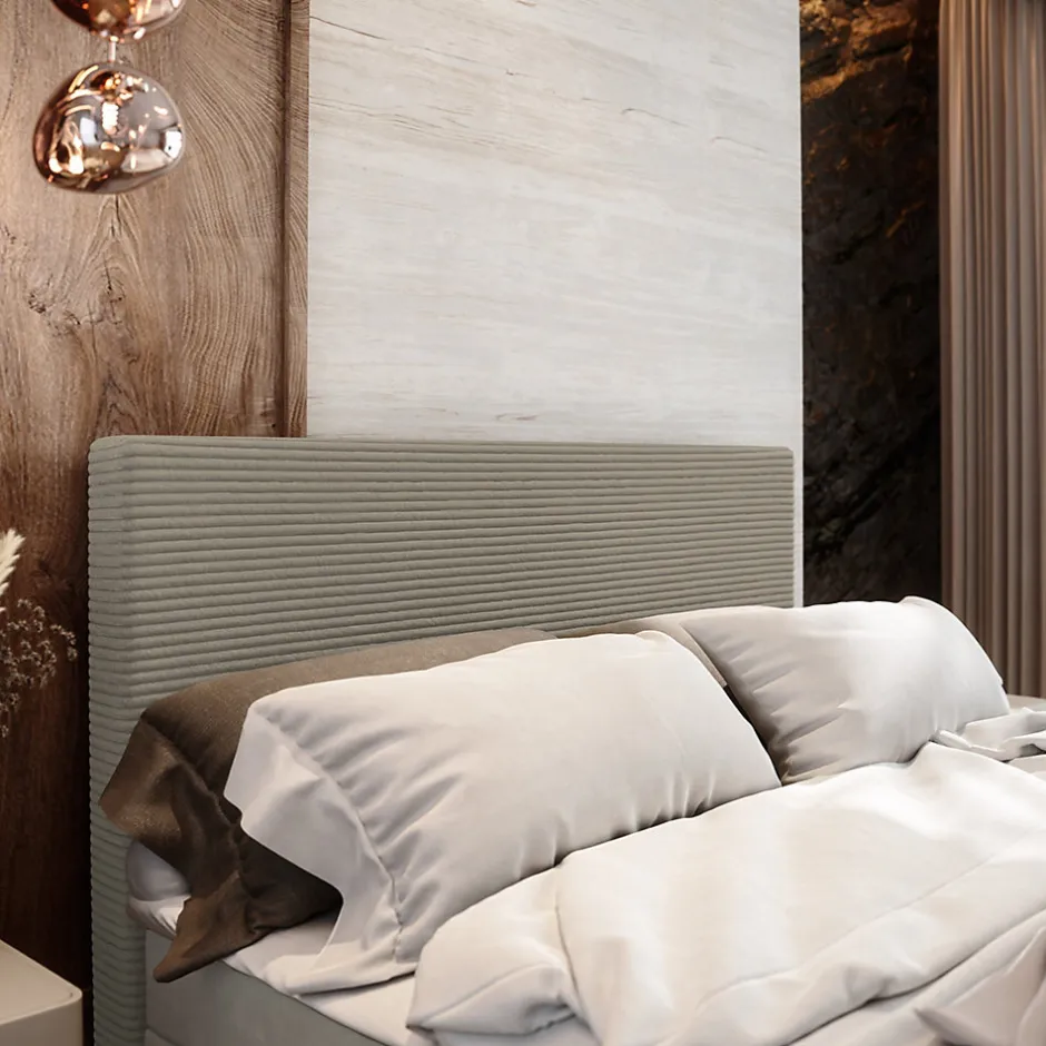 Masseno Lit Boxspring ALORIA 160X200 CM POSO 02 + PAROS 02, Beige, Lit avec matelas et rangement
