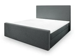Masseno Lit Boxspring ALORIA 180X200 CM POSO 60 + PAROS 06, Gris, Lit avec matelas et rangement