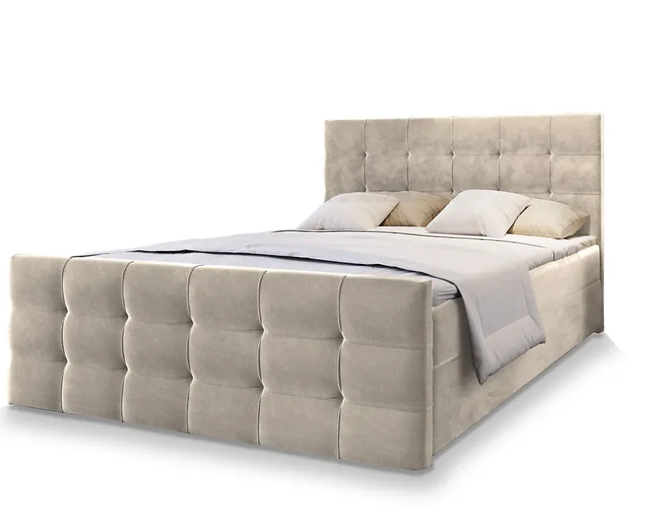 Masseno Lit Boxspring AMON 140X200 CM COSMIC 10, Beige, Lit avec matelas et rangement Online