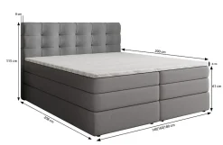 Masseno Lit Boxspring AREZI 140X200 CM SORO 90, Gris, Lit avec matelas et rangement