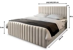 Masseno Lit Boxspring ARION 140X200 CM PAROS 02, Beige, Lit avec matelas et rangement