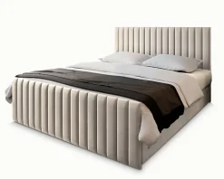 Masseno Lit Boxspring ARION 140X200 CM PAROS 02, Beige, Lit avec matelas et rangement
