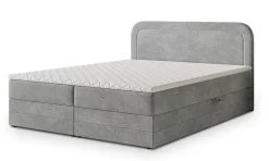 Masseno Lit Boxspring ARMEL 140X200 CM MONOLITH 84, Gris clair, Lit avec matelas et rangement Discount