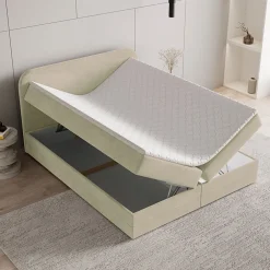 Masseno Lit Boxspring ARMEL 180X200 CM MONOLITH 04, Crème, Lit avec matelas et rangement