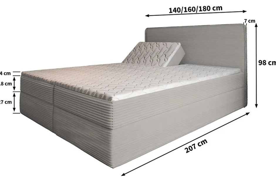 Masseno Lit Boxspring ASTOR 180X200 CM LINCOLN 39, Vert foncé, Lit avec matelas et rangement