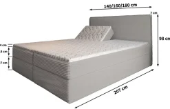 Masseno Lit Boxspring ASTOR 160X200 CM LINCOLN 77, Bleu, Lit avec matelas et rangement New