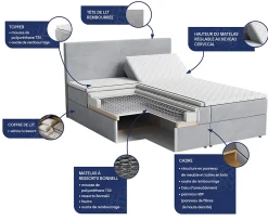 Masseno Lit Boxspring ASTOR 140X200 CM LINCOLN 29, Marron, Lit avec matelas et rangement Clearance