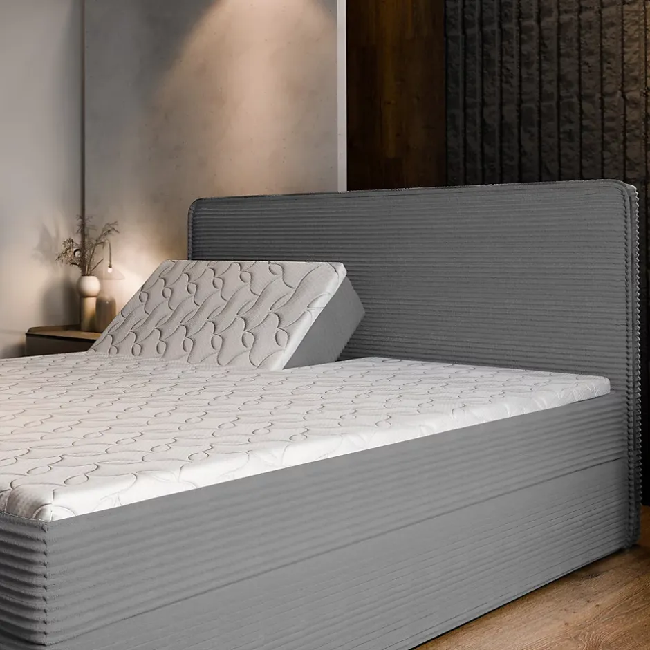 Masseno Lit Boxspring ASTOR 180X200 CM LINCOLN 83, Beige, Lit avec matelas et rangement Sale