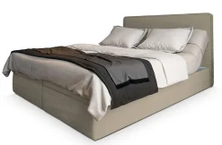 Masseno Lit Boxspring ASTOR 160X200 CM LINCOLN 83, Beige, Lit avec matelas et rangement