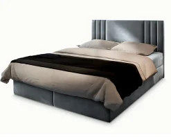 Masseno Lit Boxspring BRES 160X200 CM CASABLANCA 14, Gris clair, Lit avec matelas et rangement