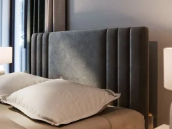 Masseno Lit Boxspring BRES 160X200 CM CASABLANCA 14, Gris clair, Lit avec matelas et rangement