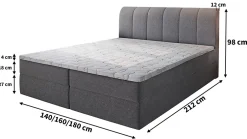 Masseno Lit Boxspring CEVANO 180x200 CM COSMIC 800, Marron, Lit avec matelas et rangement Clearance