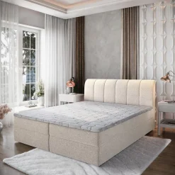 Masseno Lit Boxspring CEVANO 160X200 CM COSMIC 10, Beige, Lit avec matelas et rangement