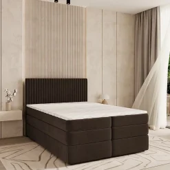 Masseno Lit Boxspring FELBIO 160X200 CM KRONOS 06, Marron, Lit avec matelas et rangement Best