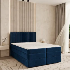 Masseno Lit Boxspring FELBIO 160X200 CM KRONOS 09, Bleu, Lit avec matelas et rangement