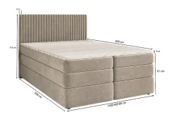 Masseno Lit Boxspring FELBIO 180X200 CM KRONOS 09, Bleu, Lit avec matelas et rangement
