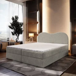 Masseno Lit Boxspring FLUVIA 180X200 CM NOW OR NEVER 83, Gris clair, Lit avec matelas et rangement Clearance