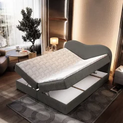 Masseno Lit Boxspring FLUVIA 160X200 CM NOW OR NEVER 92, Gris, Lit avec matelas et rangement Outlet