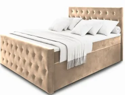 Masseno Lit Boxspring FONDI 180X200 CM CASABLANCA 04, Beige, Lit avec matelas et rangement