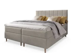 Masseno Lit Boxspring IBIZA 140X200 CM INARI 22, Beige, Lit avec matelas et rangement