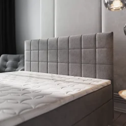 Masseno Lit Boxspring IBIZA 140X200 CM INARI 22, Beige, Lit avec matelas et rangement