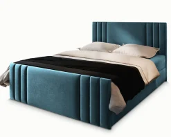 Masseno Lit Boxspring KANES 180X200 CM CASABLANCA 13, Bleu, Lit avec matelas et rangement