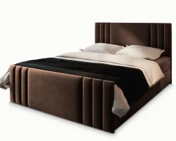 Masseno Lit Boxspring KANES 180X200 CM CASABLANCA 08, Marron, Lit avec matelas et rangement