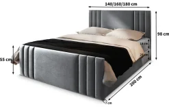 Masseno Lit Boxspring KANES 180X200 CM CASABLANCA 08, Marron, Lit avec matelas et rangement