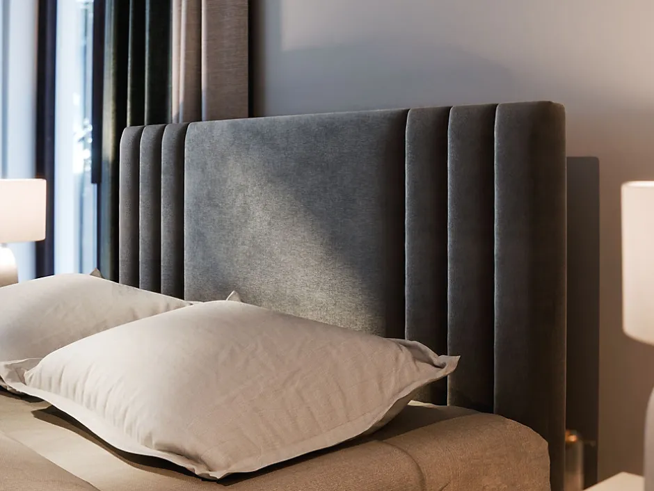 Masseno Lit Boxspring KANES 180X200 CM CASABLANCA 08, Marron, Lit avec matelas et rangement