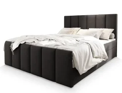 Masseno Lit Boxspring LAGO 140X200 CM SAWANA 05, Gris, Lit avec matelas et rangement