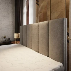 Masseno Lit Boxspring LAGO 140X200 CM SAWANA 05, Gris, Lit avec matelas et rangement