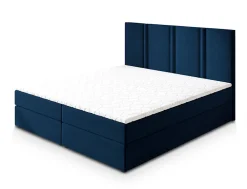 Masseno Lit Boxspring LARIO 160X200 CM KRONOS 09, Bleu, Lit avec matelas et rangement