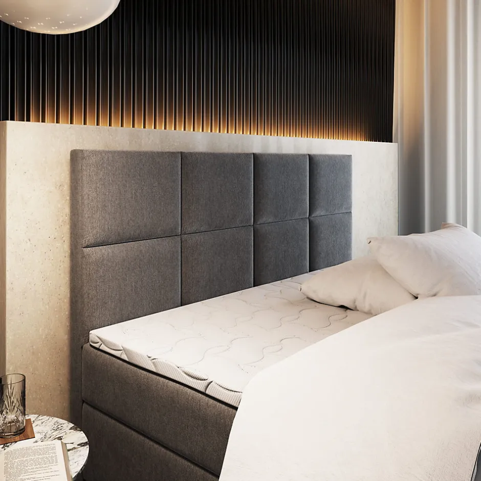 Masseno Lit Boxspring LENA 180X200 CM KRONOS 19, Vert, Lit avec matelas et rangement